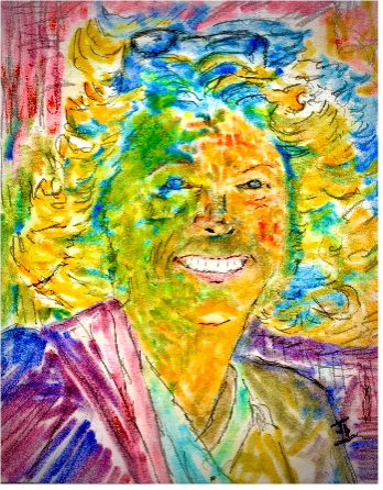 Hand drawn portrait of Chris Meier, by her husband John Meier.
