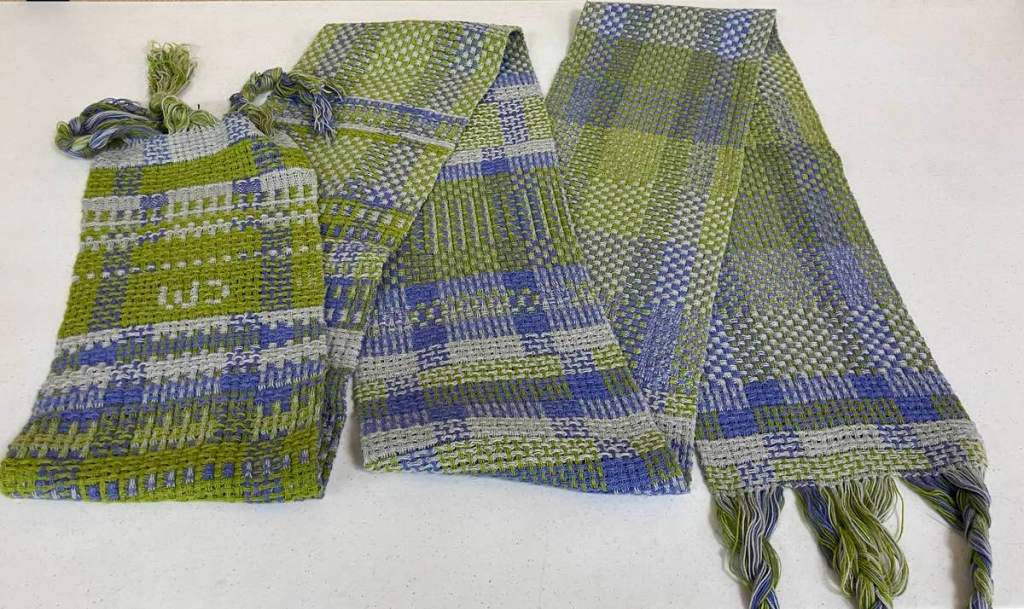 David L. - Squares and stripes in gray, blue, and green.