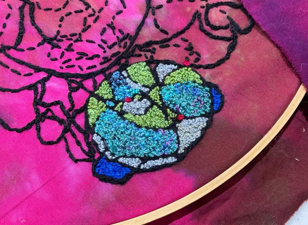 Detail of Tammy D.'s embroidery project.